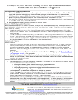 Summary of Proposed Initiatives Impacting Pediatrics Populations