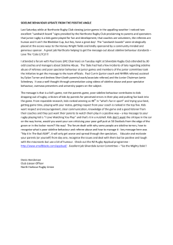 SIDELINE BEHAVIOUR UPDATE FROM THE POSITIVE ANGLE