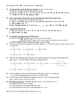 Ch. 10B Polar Functions March 9
