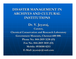 DISASTER MANAGEMENT IN ARCHIVES AND