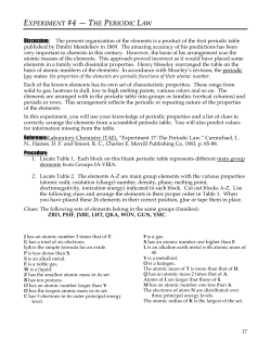 Experiment #4 - Periodic Law