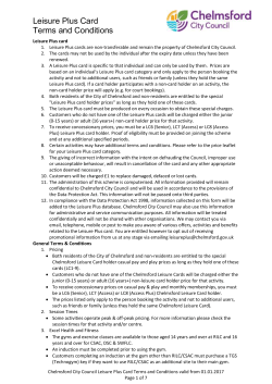 Leisure Plus Card Terms and Conditions
