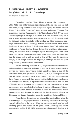 A Memorial: Nancy T. Andrews, Daughter of E. E. Cummings