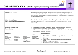 CHRISTIANITY KS 3 Unit 15: Applying Jesus` teachings to ethical