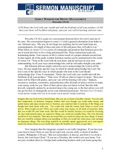 Godly Wisdom For Money Management (Proverbs 3