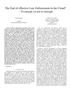 The End of effective Law Enforcement in the Cloud? To encypt, or