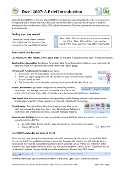 Excel 2007: A Brief Introduction