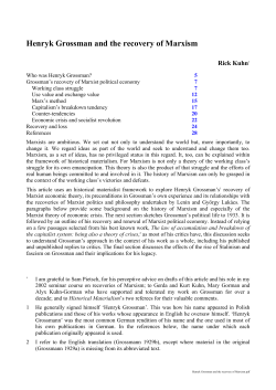 Henryk Grossman`s recovery of Marxism