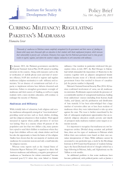 Curbing Militancy: Regulating Pakistan`s Madrassas