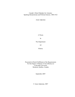 Canada`s Moral Mandate for Armenia
