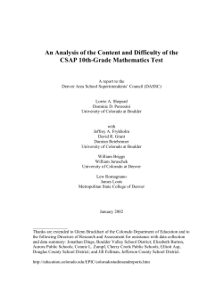 An Analysis of the Content and Difficulty of the CSAP 10th