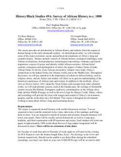 HIST/BLST 19A&ndash;Syllabus, Winter 2016