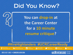 experience - UCR Career Center - University of California, Riverside