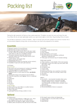 Packing list - Three Capes Track