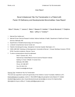 Novel Unbalanced 16p 13T Translocation in a Patient with Factor VII