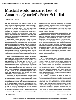 Musical World Mourns Loss of Amadeus Quartet`s Peter Schidlof