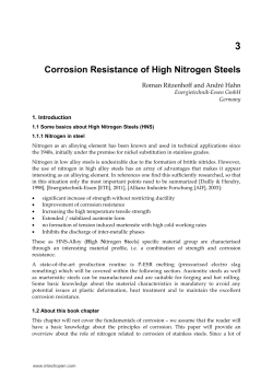 Corrosion Resistance of High Nitrogen Steels