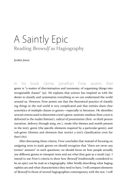 A Saintly Epic: Reading Beowulf as Hagiography, Criterion: A
