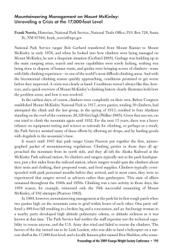 Mountaineering Management on Mount McKinley