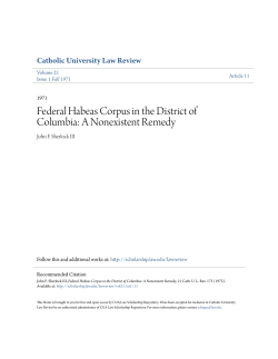 Federal Habeas Corpus in the District of Columbia