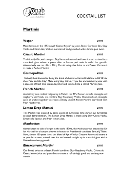 cocktail list - Celtic Castles