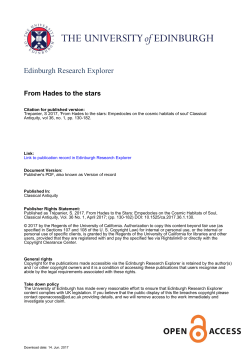 From Hades to the Stars - Edinburgh Research Explorer