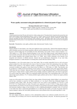 Study on Pollution Tolerant phytoplankton genera to assess water