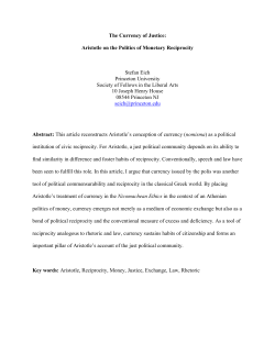 The Currency of Justice. Aristotle on the Politics of