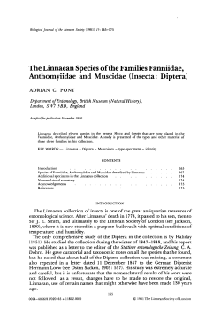 The Linnaean Species of the Families Fanniidae, Anthomyiidae and