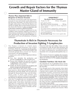 Growth and Repair Factors for the Thymus Master Gland of Immunity