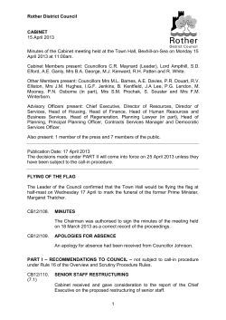 1 Rother District Council CABINET 15 April 2013 Minutes of the
