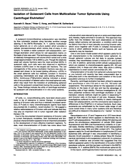 Isolation of Quiescent Cells from Multicellular