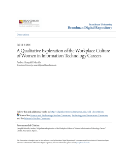 A Qualitative Exploration of the Workplace Culture of Women in
