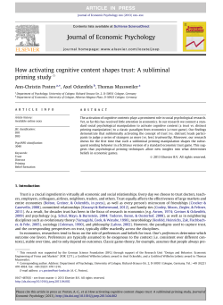 How activating cognitive content shapes trust: A subliminal priming