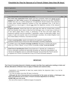 Checklist for Visa for Spouse of a French Citizen (less than 90 days)
