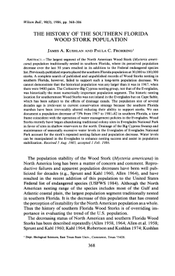 THE HISTORY OF THE SOUTHERN FLORIDA WOOD STORK
