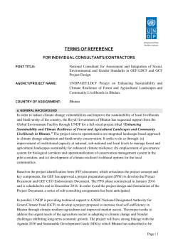 Terms of Reference for Special Service Agreement