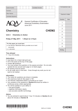 A-level Chemistry Question Paper Unit 02 - Chemistry in