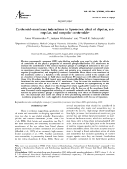 Carotenoid–membrane interactions in liposomes: effect of dipolar, mo