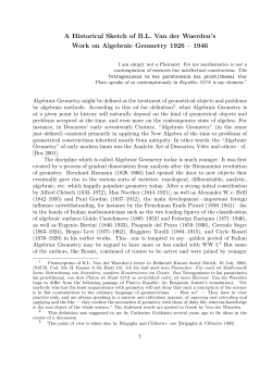 A Historical Sketch of B.L. Van der Waerden`s Work on Algebraic