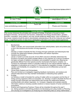Syllabus - Aurora Central High School