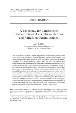 A Taxonomy for Categorizing Generalizations