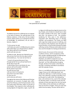 PART III &ldquo;THE QUESTION OF SUFFERING&rdquo; The Biblical warrant for