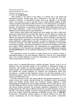 THE 19TH-CENTURY INTERNATIONAL SYSTEM Changes