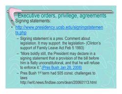 Executive orders, privilege, agreements