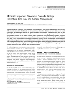 Medically Important Venomous Animals: Biology