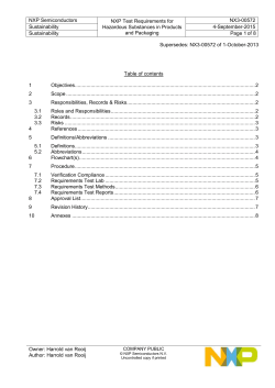 NXP Semiconductors NXP Test Requirements for Hazardous