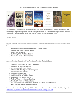 1 12 AP English Literature and Composition Summer Reading