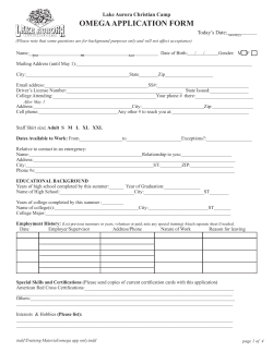 omega application form - Lake Aurora Christian Camp