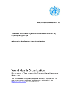 Antibiotic resistance: synthesis of recommendations by expert policy